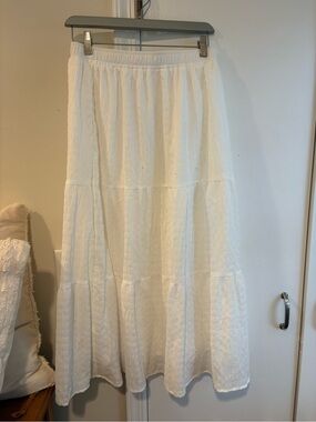 Grey Bandit White Tiered Maxi Skirt